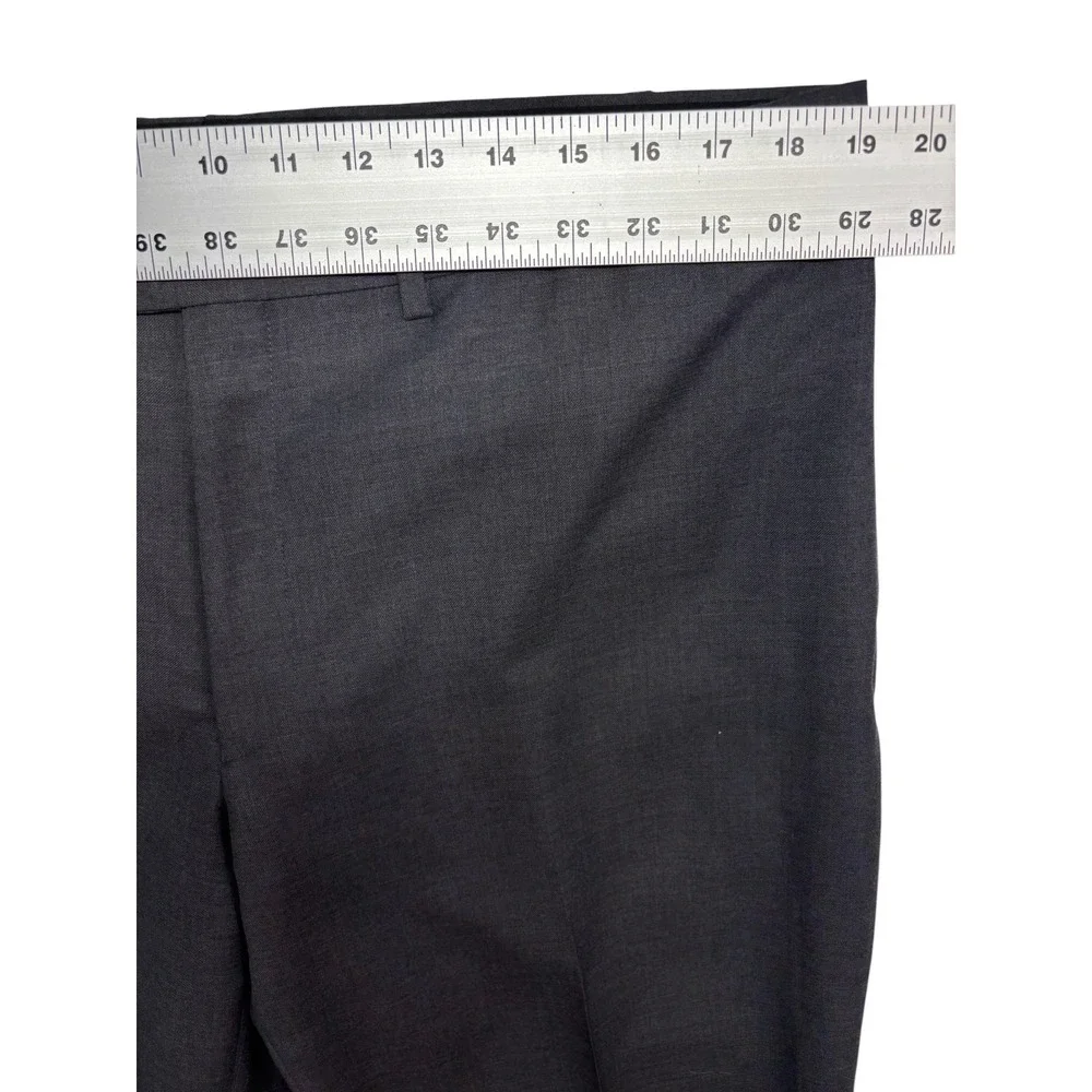 Joseph Abboud 46R 38x32 Gray 2pc Pant Suit 100% Wool Flat Front Two Button Mens